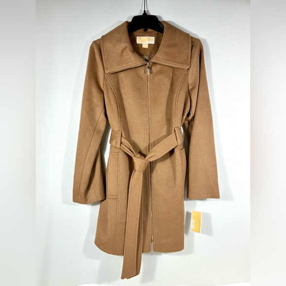 Michael Kors Full Zip Wool Blend Long Coat S XL Dark Camel NWT - Picture 4 of 17